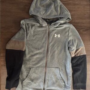 Boys UnderArmour zip up hoodie, grey, YM